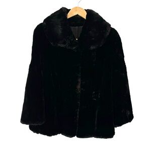 Vintage Real Fur Coat Black Beaver Muskrat Large Morris Furs Limited Mob Wife